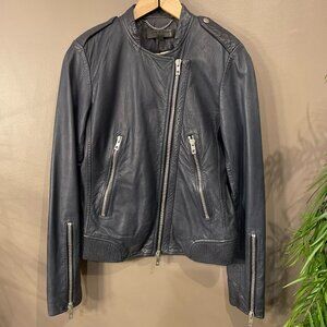 Rag + Bone Navy Blue Leather Jacket